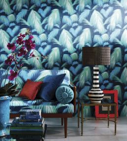 Tropicana Wallpaper by Matthew Williamson Dark Grey/Neutral/Metallic Bronze