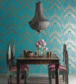 Azari Wallpaper by Matthew Williamson Turquoise/Gold