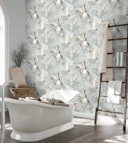 Maurice Wallpaper by Woodchip & Magnolia Duck Egg Blue