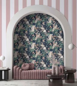 Maurice Wallpaper by Woodchip & Magnolia Navy/Coral