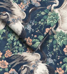Maurice Wallpaper by Woodchip & Magnolia Navy/Coral