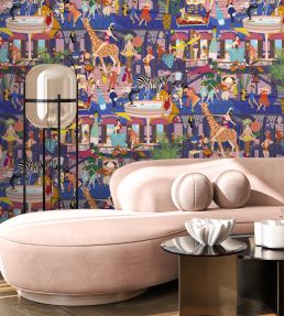 Mayhem Mansion Wallpaper by Brand McKenzie Electric Blue
