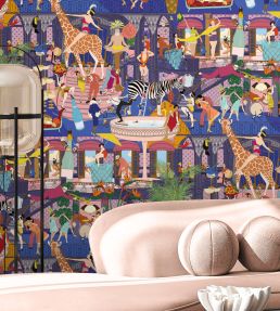 Mayhem Mansion Wallpaper by Brand McKenzie Electric Blue