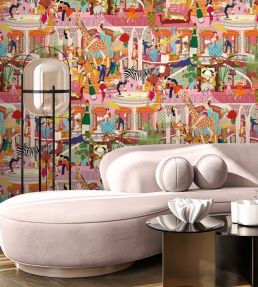 Mayhem Mansion Wallpaper by Brand McKenzie Pumpkin Pink