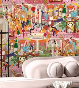 Mayhem Mansion Wallpaper by Brand McKenzie Pumpkin Pink
