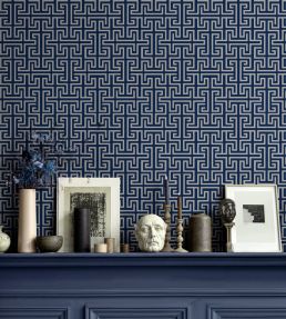 Maze Wallpaper by Coordonne Navy