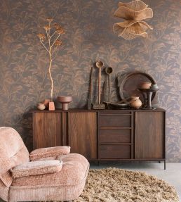 Meandering Floral Wallpaper by Eijffinger Brown/Taupe/Purple