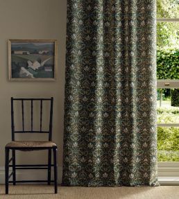 Meda Iris Fabric by Morris & Co Forest/Russet
