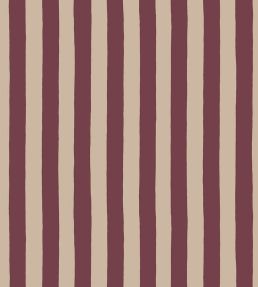 Medium Hand Pained Stripe Wallpaper by Josephine Munsey Red Current and Shiitake
