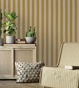 Medium Hand Painted Stripe Wallpaper by Josephine Munsey Summer Evening and Parsnip