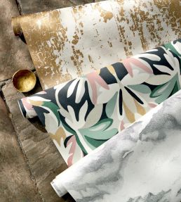 Melora Wallpaper by Harlequin Brazilian Rosewood / Ink / Amazonia