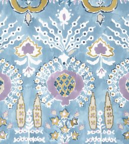 Mendoza Suzani Wallpaper by Thibaut French Blue and Lavender