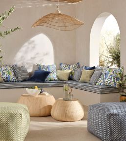 Dufy Leaf Fabric by Osborne & Little Indigo/Lime