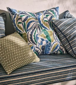 Dufy Leaf Fabric by Osborne & Little Indigo/Lime