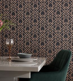 Metro Wallpaper by 1838 Wallcoverings Jet