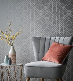 Metro Wallpaper by 1838 Wallcoverings Soft Grey