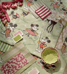 Mickey At the Farm Wallpaper by Sanderson Macaron Green