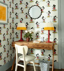 Mickey Stripe Wallpaper by Sanderson Sea salt