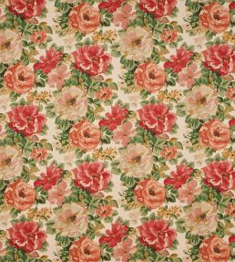 Midsummer Rose Fabric by Sanderson Red/Green