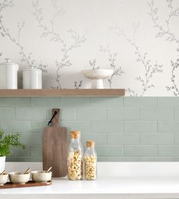 Milton Wallpaper by 1838 Wallcoverings Silver