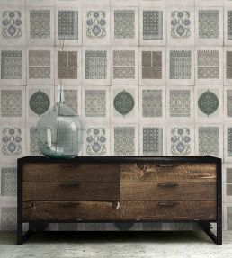 Arabesque Wallpaper by MINDTHEGAP Green, Grey