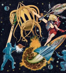Sci Fi Pulp Wallpaper by MINDTHEGAP Blue