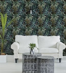 Lush Succulents Wallpaper by MINDTHEGAP Black,Green