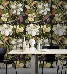 Magnolia Wallpaper by MINDTHEGAP Black,Green
