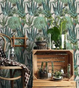 Succulentus Wallpaper by MINDTHEGAP Green,Taupe