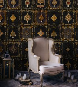 Anna's Jewelry Wallpaper by MINDTHEGAP Black, Gold