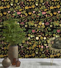Asian Fruits And Flowers Wallpaper by MINDTHEGAP Anthracite