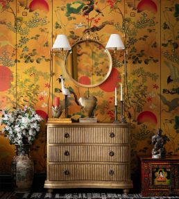 Byobu Metallic Edition Mural by MINDTHEGAP Green, Red, Gold