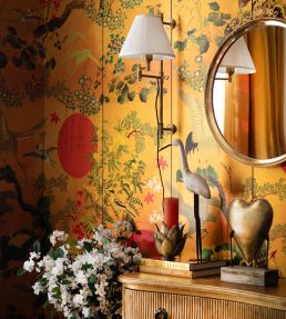 Byobu Metallic Edition Mural by MINDTHEGAP Green, Red, Gold