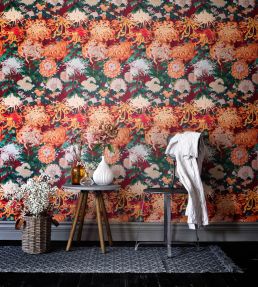 Chrysanthemums Wallpaper by MINDTHEGAP Green, Red, Yellow