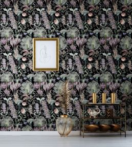 Garden Of Eden Wallpaper by MINDTHEGAP Black, Blue, Mauve