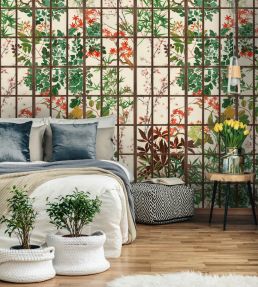 Japanese Garden Mural by MINDTHEGAP Green, Red, Taupe