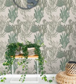 Light Corals Wallpaper by MINDTHEGAP Green, Taupe