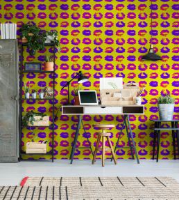 Neon Kiss Wallpaper by MINDTHEGAP Pink, Purple, Yellow