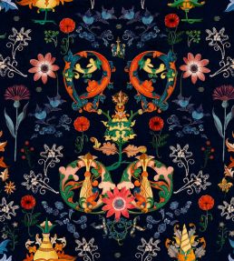 Transylvania Folk Wallpaper by MINDTHEGAP Blue, Red, Yellow