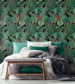Tropical Foliage Wallpaper by MINDTHEGAP Anthracite