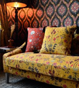 Black Bird Fabric by MINDTHEGAP Red