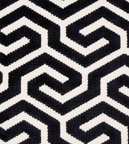 Ming Fret Velvet Fabric by Schumacher Black
