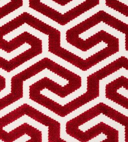 Ming Fret Velvet Fabric by Schumacher Red