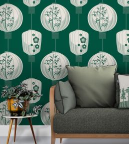 Lucky Lantern Wallpaper by Mini Moderns Winter Plum
