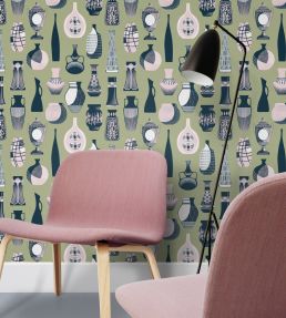 Vessel Wallpaper by Mini Moderns Midnight