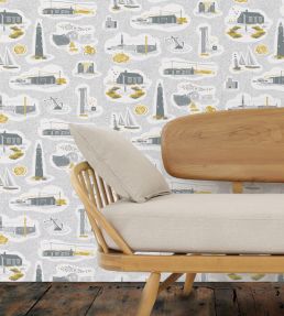 Dungeness Wallpaper by Mini Moderns Washed Denim