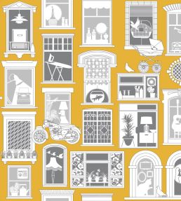 One Day Wallpaper by Mini Moderns Mustard