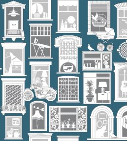 One Day Wallpaper by Mini Moderns Washed Denim