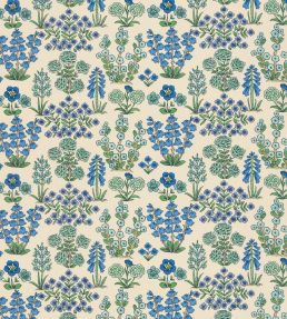 Minnie's Garden Fabric by George & Minnie Periwinkle/Emerald