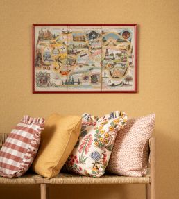 Minnie's Garden Fabric by George & Minnie Raspberry/Daffodil